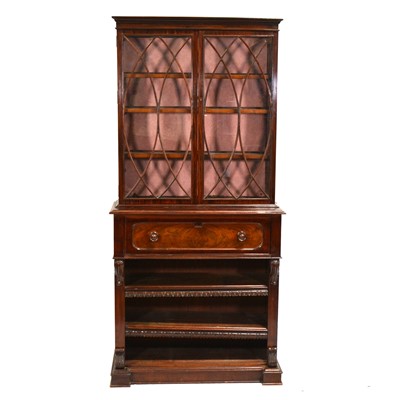 Lot 522 - William IV mahogany bookcase secretaire