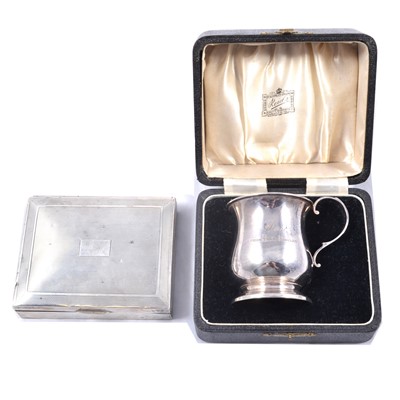 Lot 356 - Silver Christening mug, William Suckling Ltd, Birmingham 1934, and cigarette / jewel box.