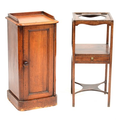 Lot 547 - Victorian mahogany bedside cabinet, and mahogany washstand.