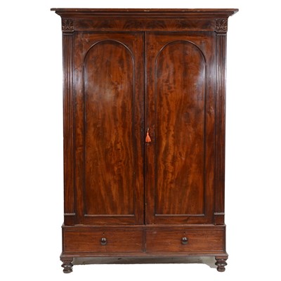 Lot 607 - Victorian mahogany double wardrobe