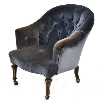 Lot 580 - Victorian ebonised tub chair