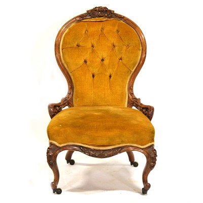 Lot 567 - Victorian walnut nursing chair