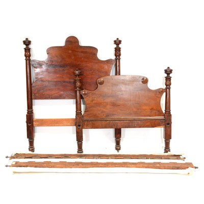 Lot 497 - Pair of Victorian mahogany single beds