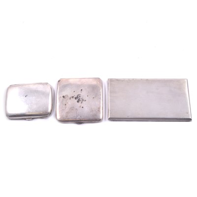 Lot 354 - Silver cigarette case, W H Manton Ltd, Birmingham 1950, and two others.