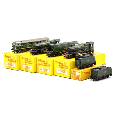 Lot 486 - Four Triang TT gauge locomotives, most boxed, one missing tender