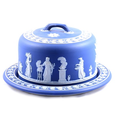 Lot 53 - Wedgwood blue and white jasper ware cheese dome, and a Nao figure