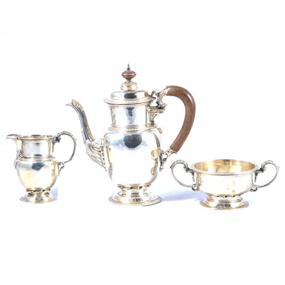 Lot 254 - Silver three piece coffee set