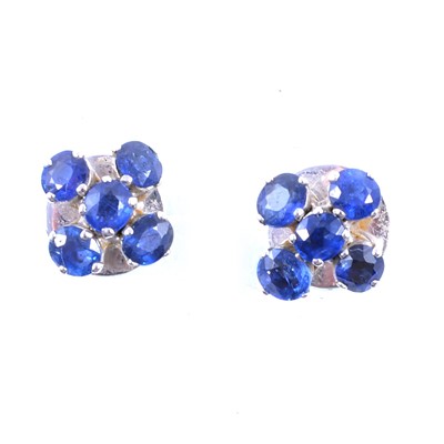 Lot 224 - A pair of natural blue sapphire earstuds.