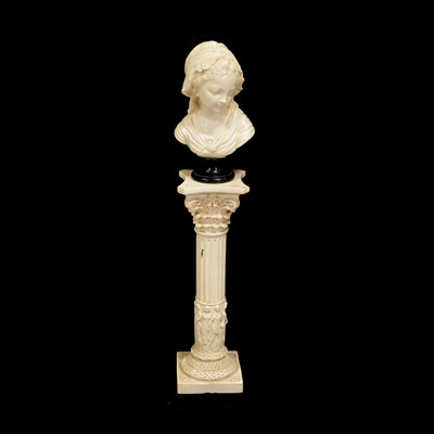 Lot 350 - Reproduction composite bust of a girl, on a Classical column