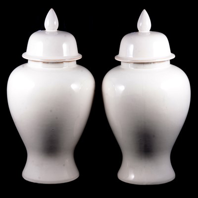 Lot 88 - Pair of large baluster jars and covers, modern