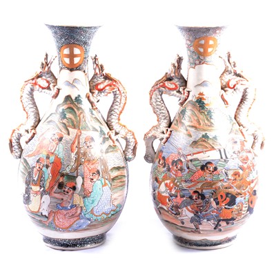 Lot 6 - Pair of Japanese Satsuma pear-shape vases