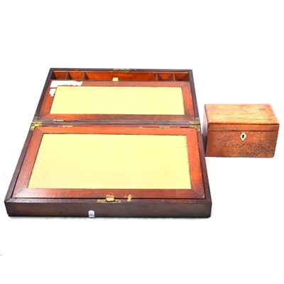 Lot 409 - Victorian inlaid mahogany writing box and a Victorian tea caddy