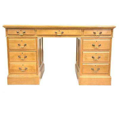 Lot 354 - Victorian style light oak desk