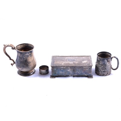 Lot 257 - Silver tankard, mug and cigarette box