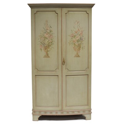 Lot 492 - Painted bowfront wardrobe