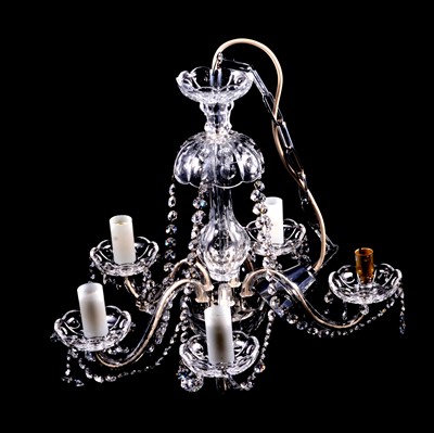 Lot 401 - Moulded glass chandelier, and two others