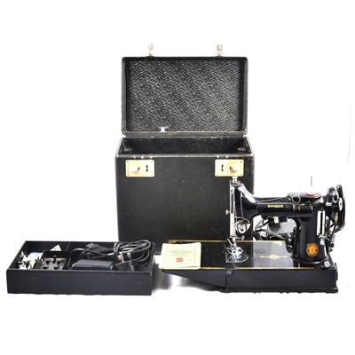 Lot 168 - Singer 221K sewing machine, with buttonhole attachment, cased.