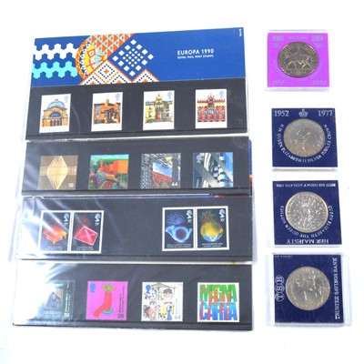 Lot 220 - A collection of mostly commemorative coins and some stamp sets