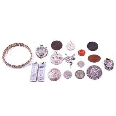 Lot 299 - Silver ingots, tokens, coins, etc