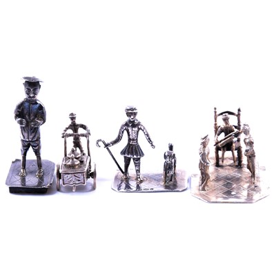 Lot 205 - Five Continental and Chinese silver cast figural groups