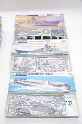 Lot 128 - Ten Tamiya 1/700 scale model ships