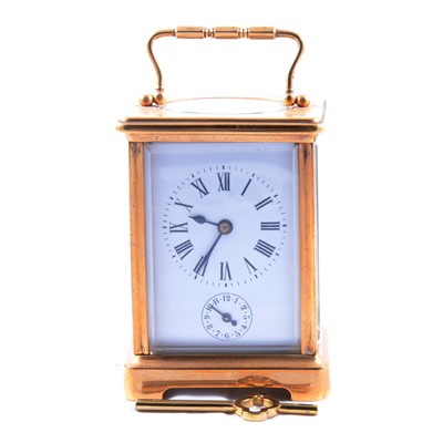 Lot 132 - French brass cased carriage clock, with strike