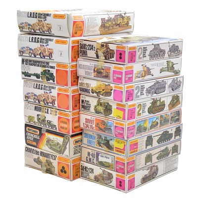 Lot 101 - Fifteen Matchbox 1/76 scale model military vehicle kits, boxed