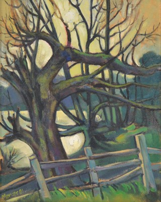 Lot 385 - Robert Mercer, two oils, and a watercolour of a church.