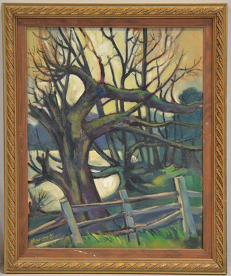 Lot 385 - Robert Mercer, two oils, and a watercolour of a church.
