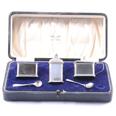 Lot 287 - Silver three piece condiment set