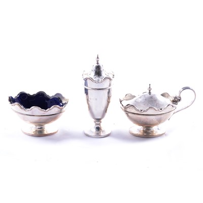 Lot 286 - Silver three piece condiment set