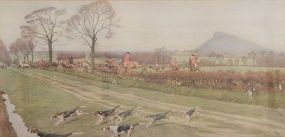 Lot 162 - Cecil Aldin, The Cheshire Hounds away from Tattenhall