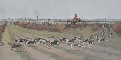 Lot 164 - Cecil Aldin, Kimblewick Hunt gone away from Bagley Woods and The Pytchley gone away from Crick