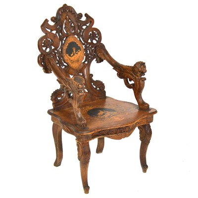 Lot 509 - Continental walnut and marquetry chair