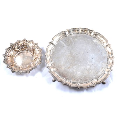 Lot 212 - Silver salver and bon bon dish