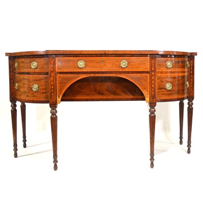 Lot 354 - George III inlaid mahogany bowfront sideboard