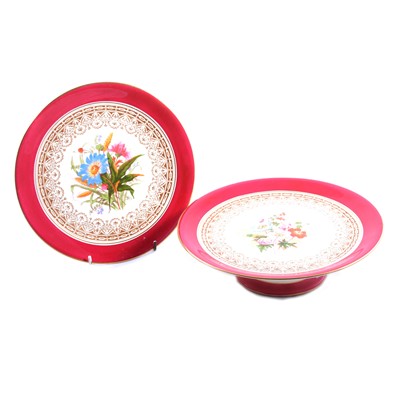 Lot 50 - Staffordshire china dessert service, floral painted