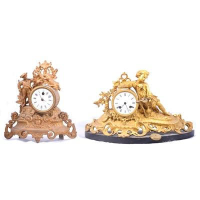 Lot 231 - A late 19th Century French figural mantel clock, by Henry Marc, and another.