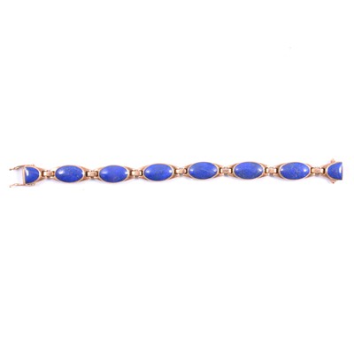 Lot 276 - A 9 carat gold lapis lazuli bracelet.