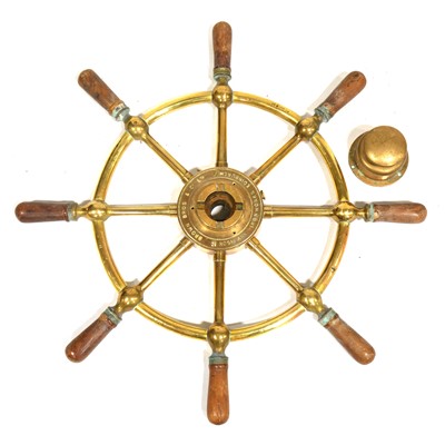 Lot 124 - Brass ships wheel