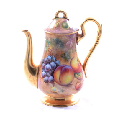 Lot 25 - Royal Worcester fruit painted coffee pot