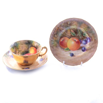 Lot 22 - Royal Worcester matched trio, fruit painted
