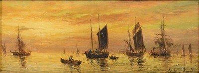 Lot 157 - William Adolphus Knell, Fishing barges and rowing boats