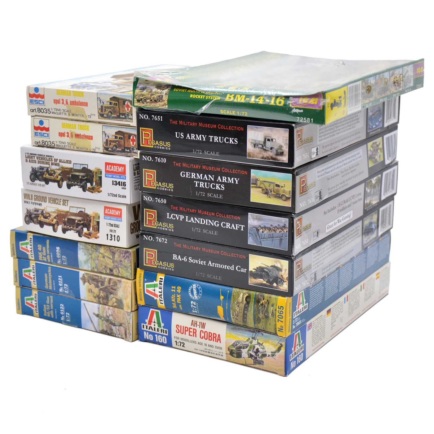 Lot 65 - Fourteen 1/72 scale model kits, boxed