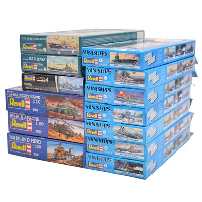 Lot 135 - Thirteen Revell scale model ships and helicopters, boxed