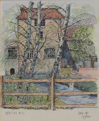 Lot 315 - Leyden (British, late 20th century) Three pen and ink architectural drawings, Sussex