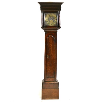 Lot 358 - Early oak longcase clock, Wilkins Leicester