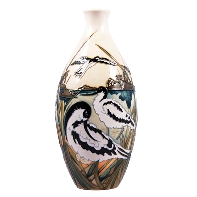 Lot 11 - Kerry Godwin for Moorcroft Pottery, 'Avocet' pattern vase for the RSPB