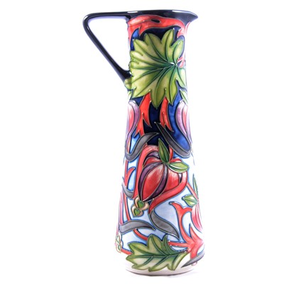 Lot 1 - Shirley Hayes for Moorcroft Pottery, 'Red Ribbons' pattern ewer
