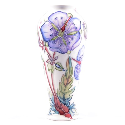Lot 4 - Emma Bossons for Moorcroft Pottery, 'Meadow Cranesbill' pattern vase